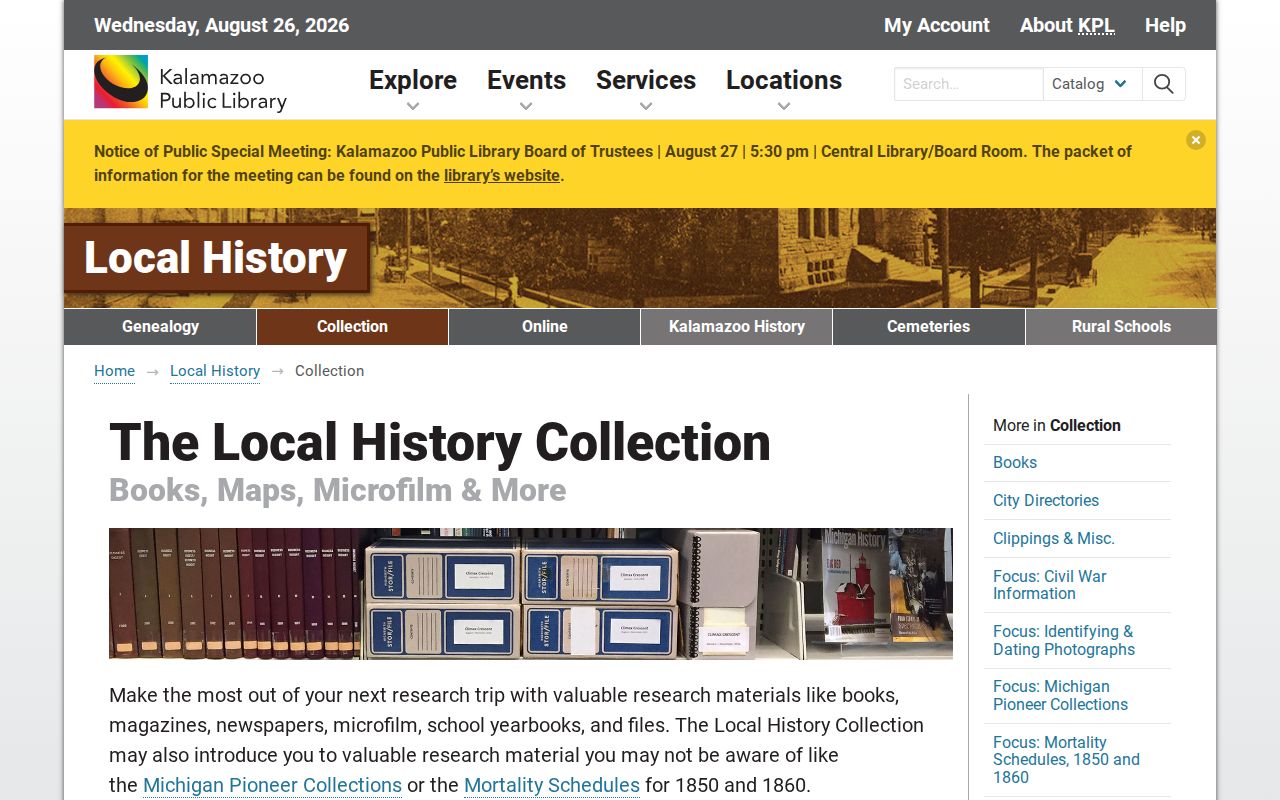 Kalamazoo County city directory research at the KPL Local History Room
