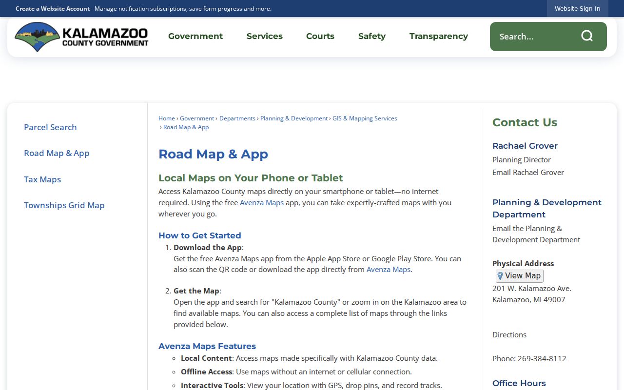 Kalamazoo ZIP directory county road and ZIP area map application